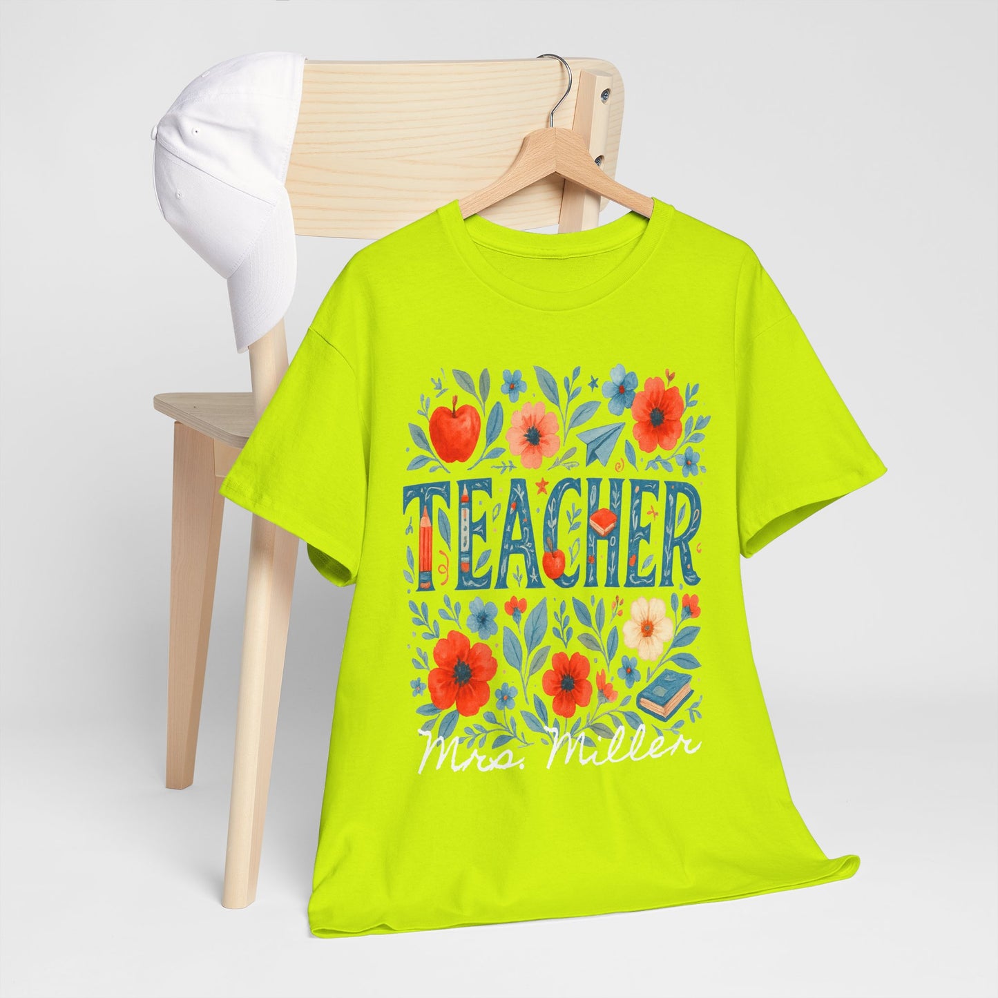 Floral Personalized Teacher Spartan Gildan Tee