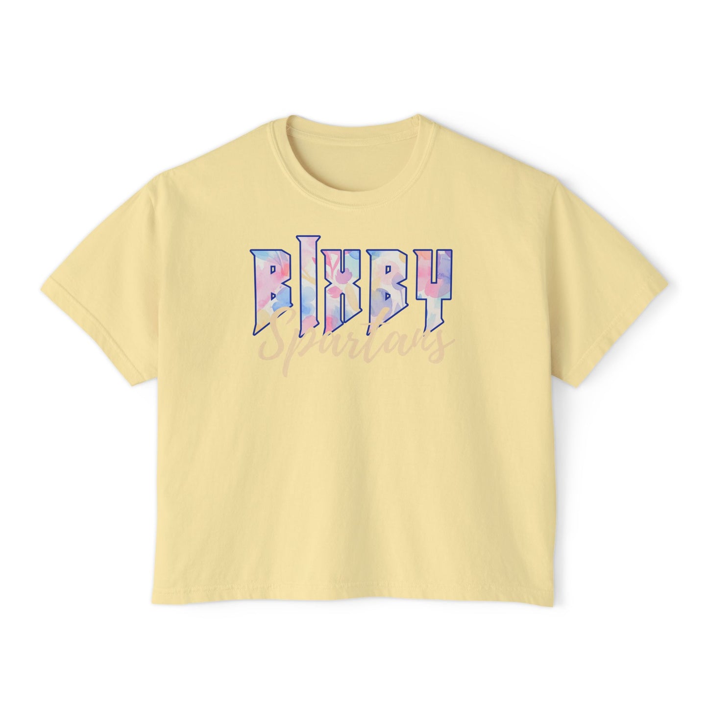 Bixby Spartans Comfort Colors Retro Floral Boxy Tee
