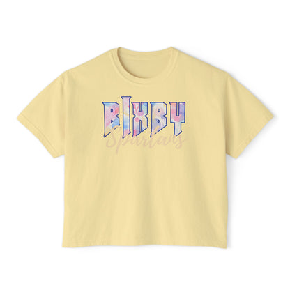 Bixby Spartans Comfort Colors Retro Floral Boxy Tee
