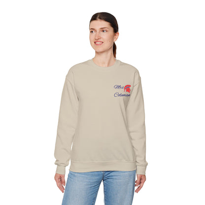 Personalized Spartan Helmet Embroidered Blue Lettering Gildan Sweatshirt