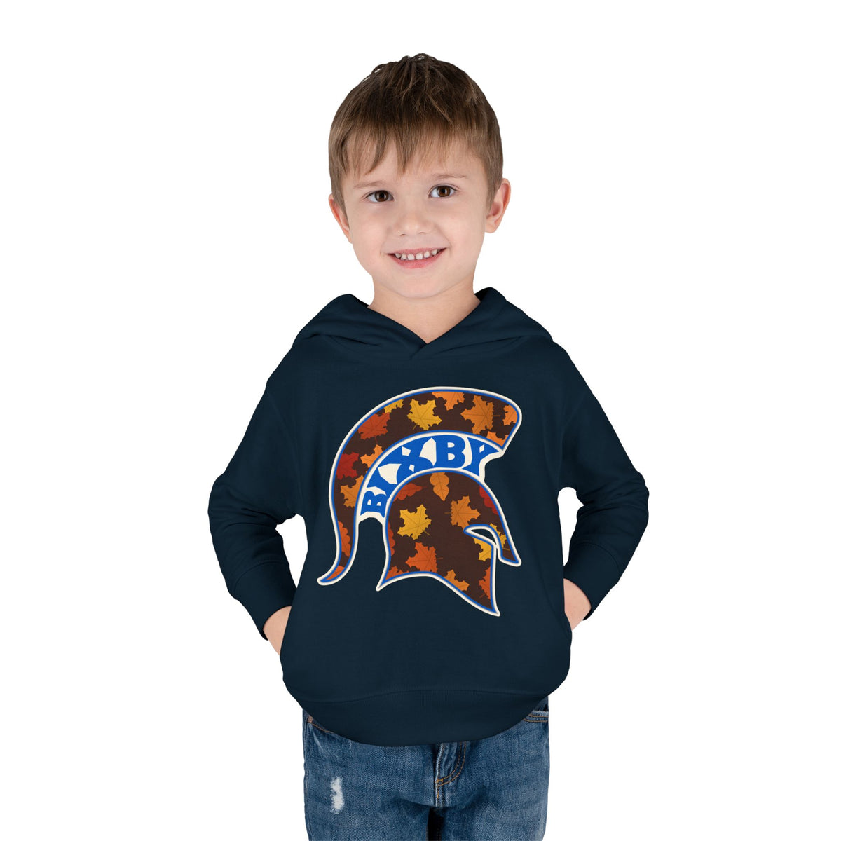 Bixby Spartans Fall Leaves Helmet Toddler Hoodie – Little Spartan Autumn Hoodie