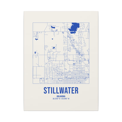 Stillwater Street Map Canvas, Royal Blue on Cream
