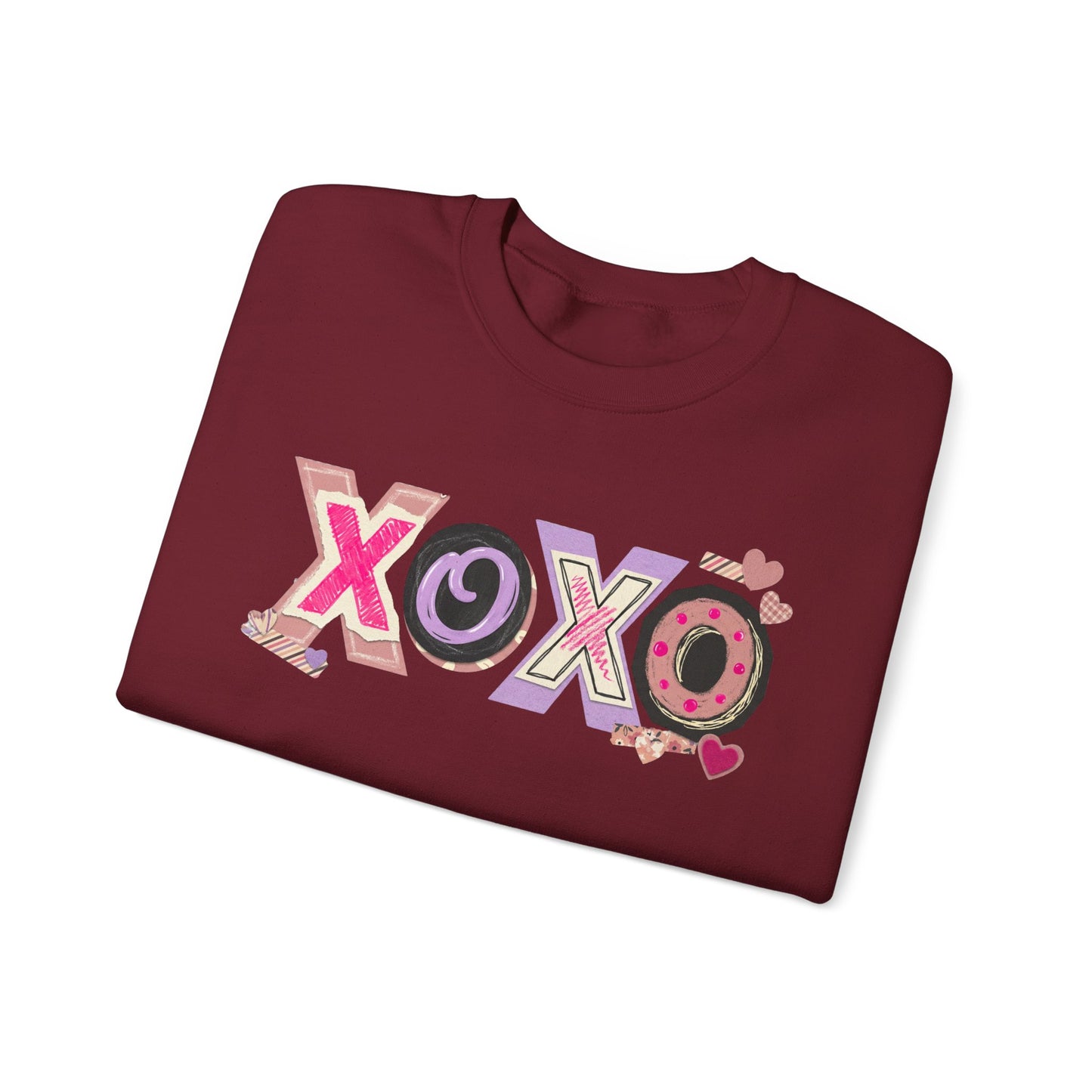 XOXO Heart Pattern Crewneck Sweatshirt | Valentine Love Pullover