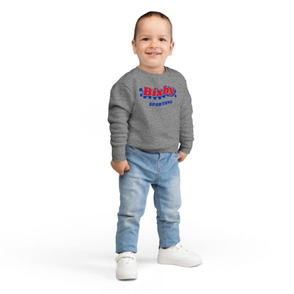 Bixby Spartans Retro Blue Checkered Script Toddler Sweatshirt – Little Spartan Vintage Crewneck