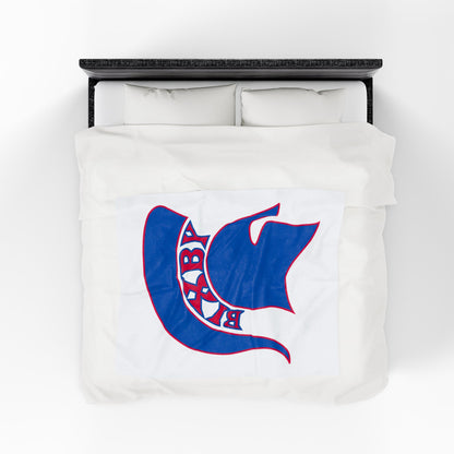 Spartan Blue Logo Velveteen Plush Blanket