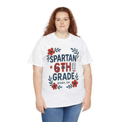 Floral Sixth Grade Spartan Gildan Tee
