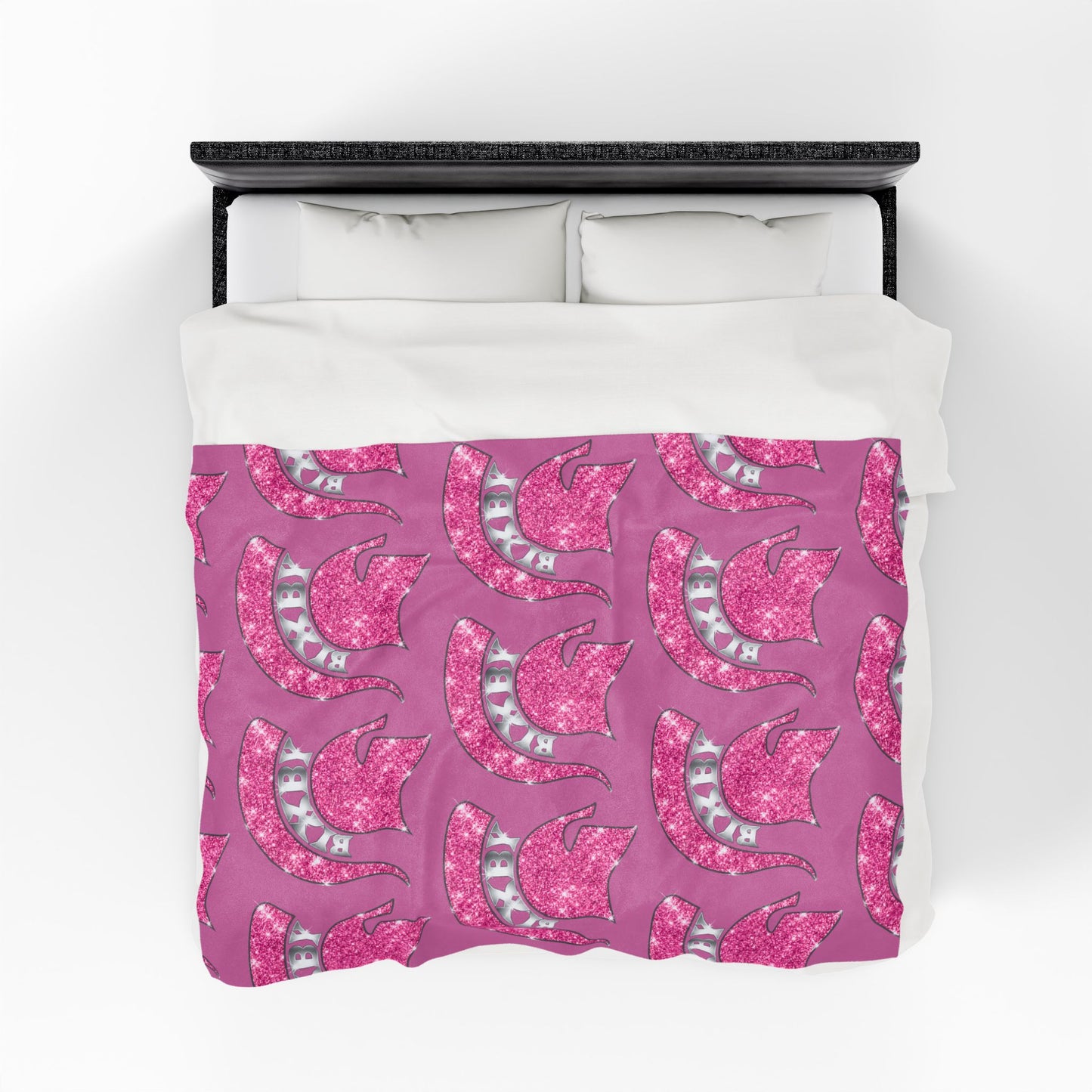 Spartan Pink Bling Logo Velveteen Plush Blanket