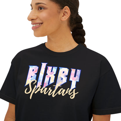 Bixby Spartans Comfort Colors Retro Floral Boxy Tee
