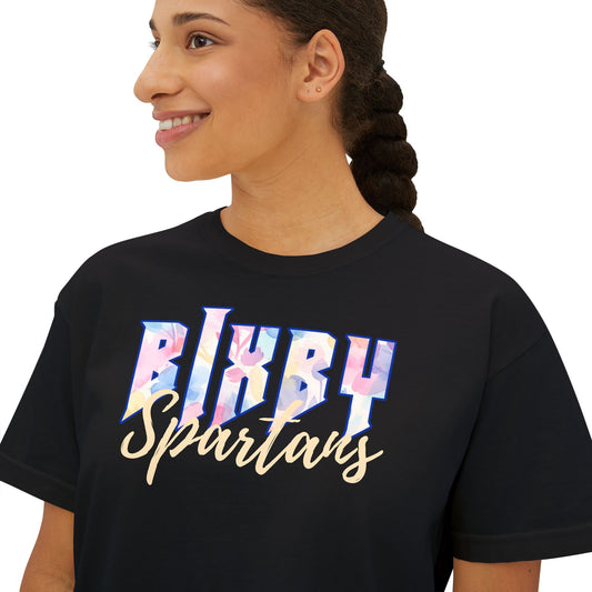 Bixby Spartans Comfort Colors Retro Floral Boxy Tee