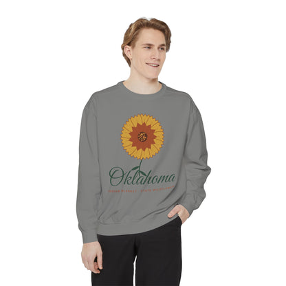 Indian Blanket Garden Script Oklahoma Crewneck Sweatshirt | Comfort Colors