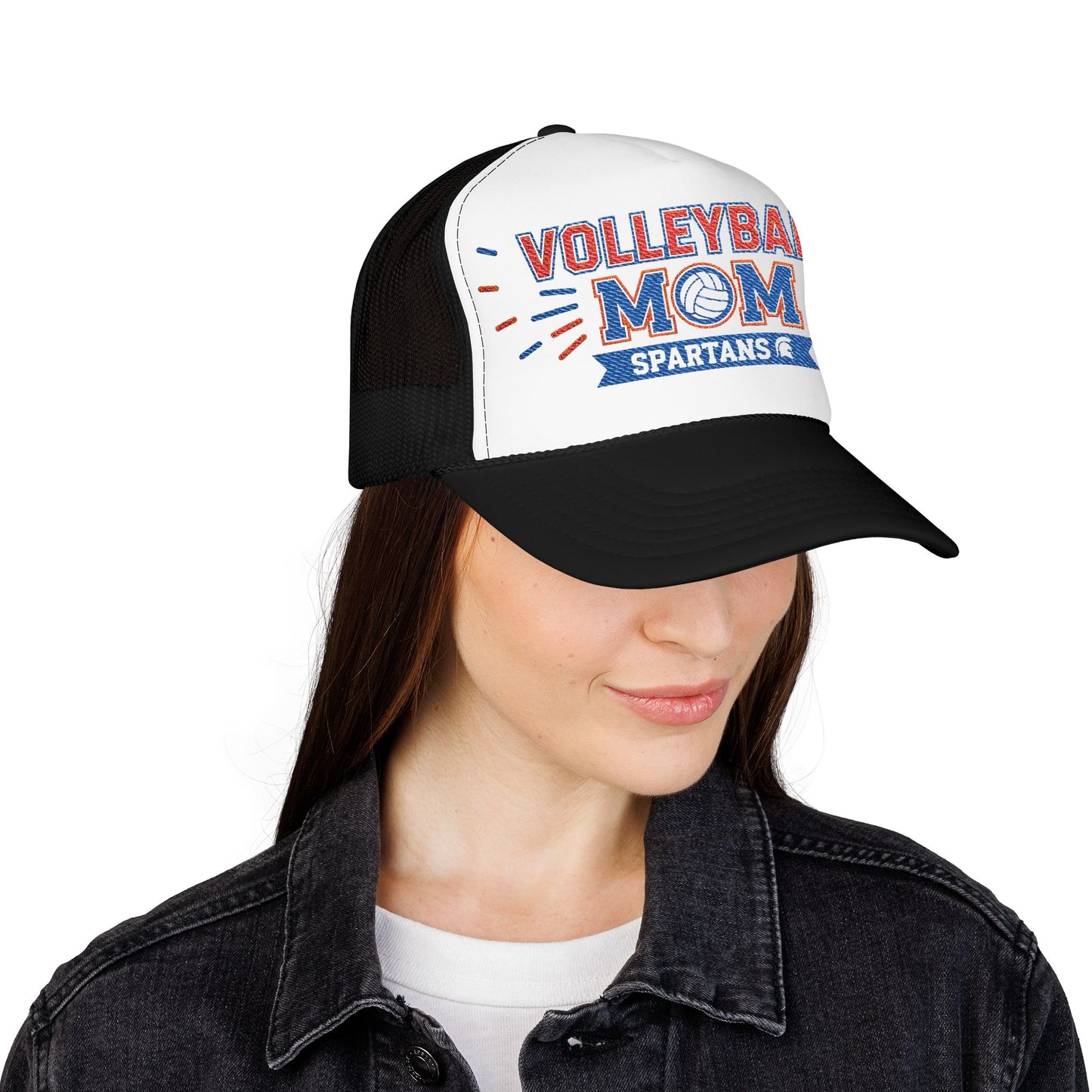 Spartan Volleyball Mom Embroidered Foam Trucker Hat