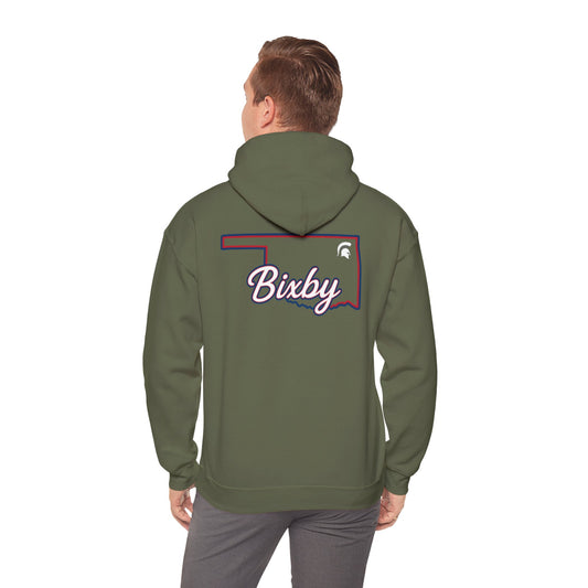 Bixby OK White Spartan Logo Gildan Hoodie