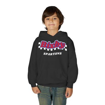 Bixby Spartans Retro Script Checkered Youth Hoodie – Kids Game Day Hoodie
