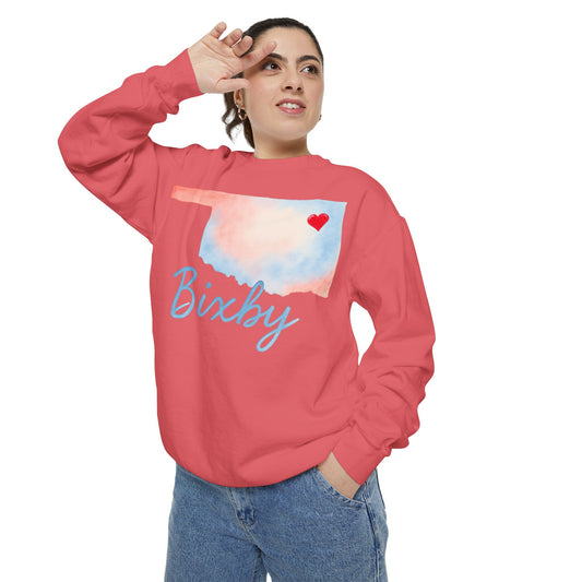 Bixby OK Heart Watercolor Comfort Colors Sweatshirt
