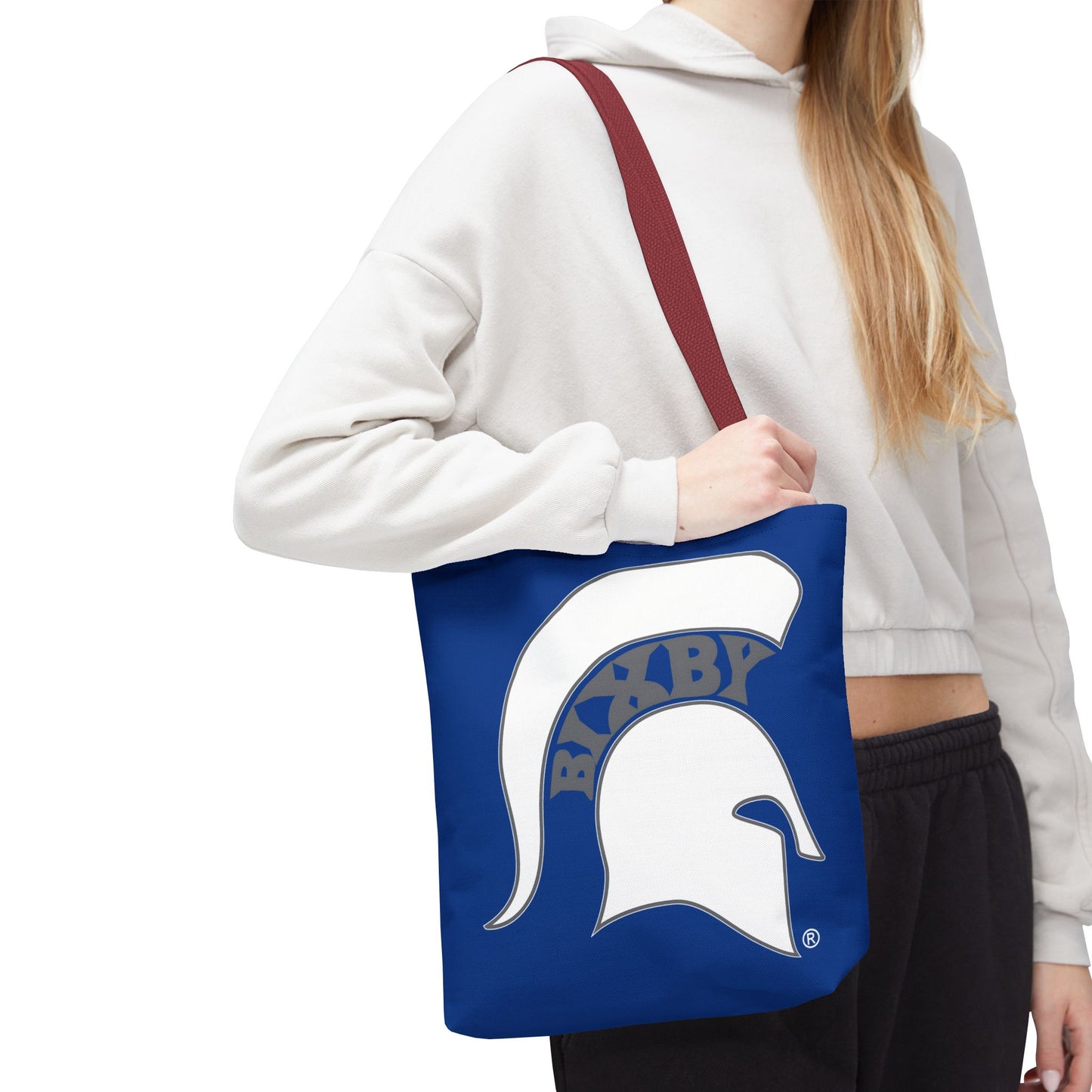 Bixby Spartans White Logo Royal Blue Polyester Tote Bag