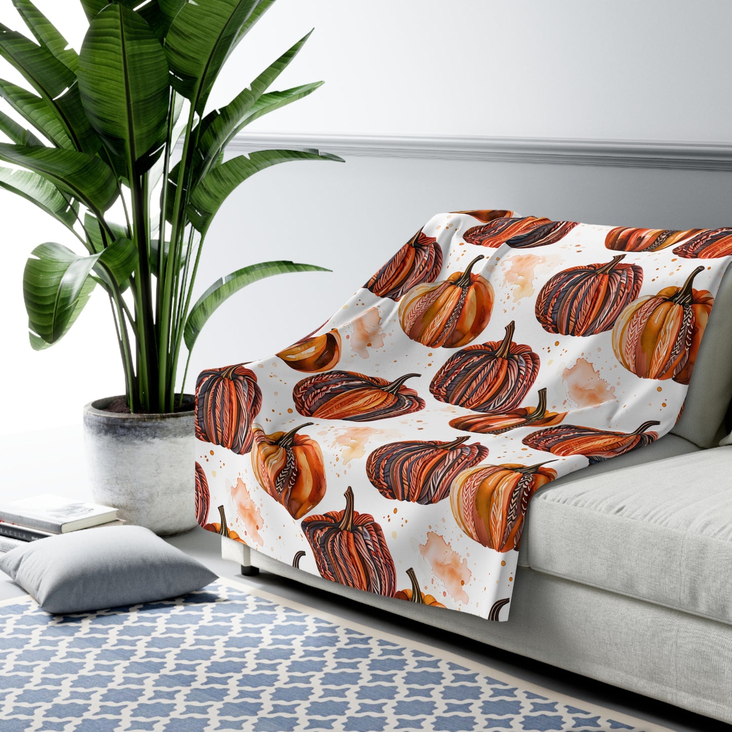 Autumn Pumpkin Paradise Sherpa Comfy Blanket