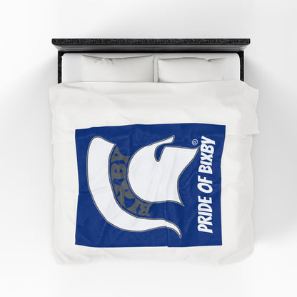 Spartan White Logo Velveteen Plush Blanket