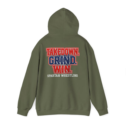 Takedown. Grind. Win Spartan Wresting Gildan Hoodie
