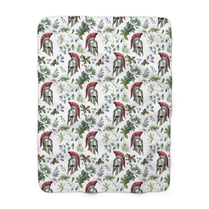 Spartan Christmas Floral Sherpa Fleece Blanket