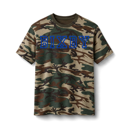Bixby Spartans Camo With "BIXBY" Varsity Script Tee