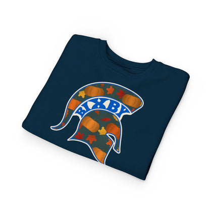 Bixby Spartans Pumpkin Patch Helmet Toddler Sweatshirt – Little Spartan Fall Crewneck