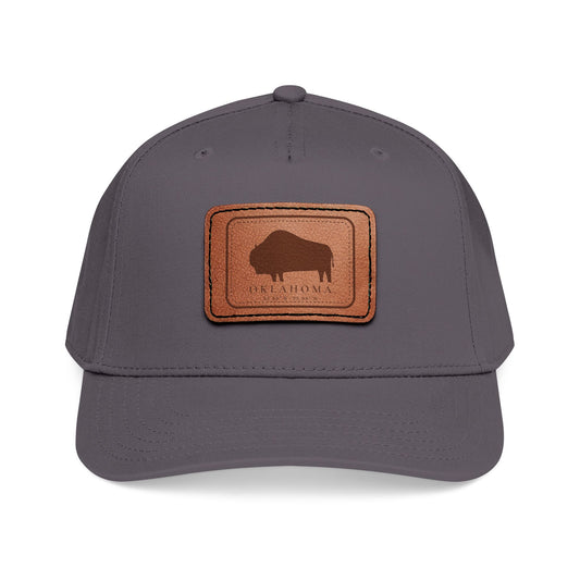 Bison Oklahoma Leather Patch Cap
