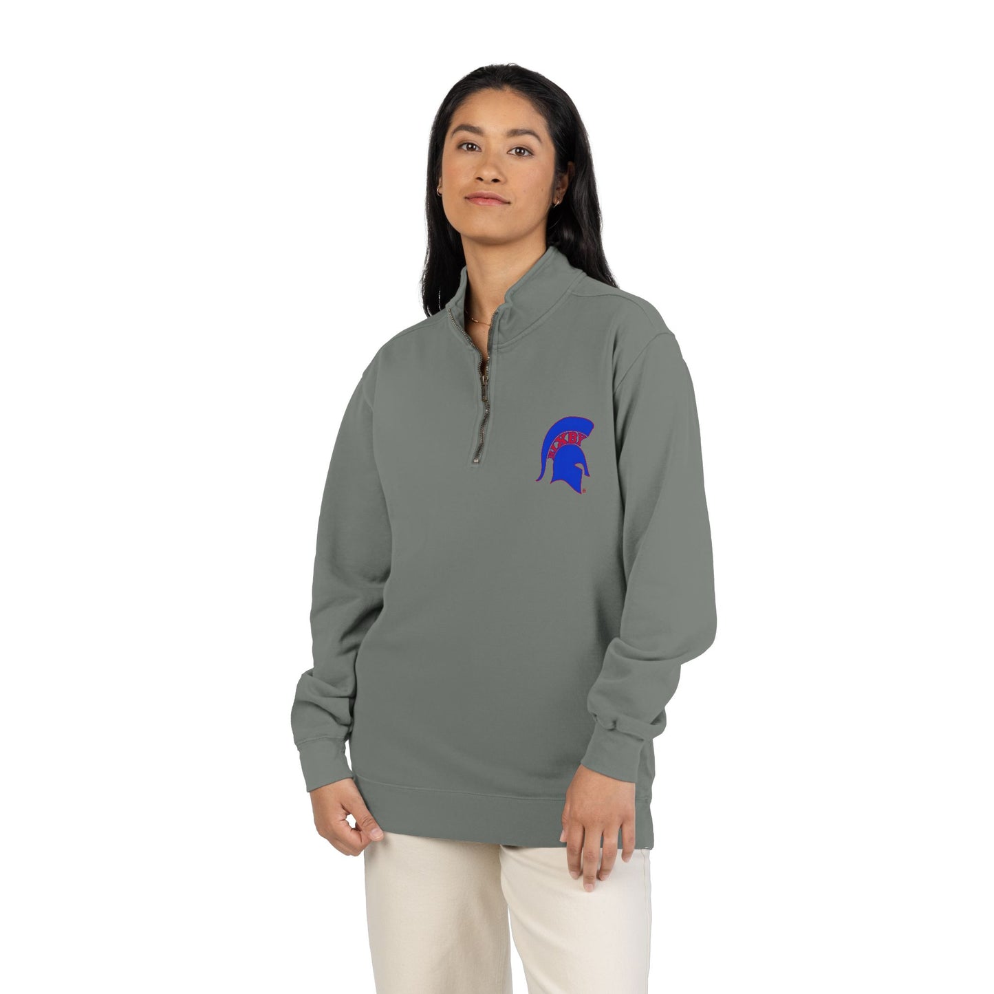 Spartan Blue Helmet Quarter-Zip Comfort Colors Pullover