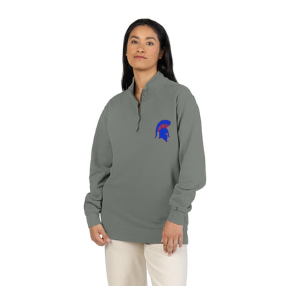 Spartan Blue Helmet Quarter-Zip Comfort Colors Pullover