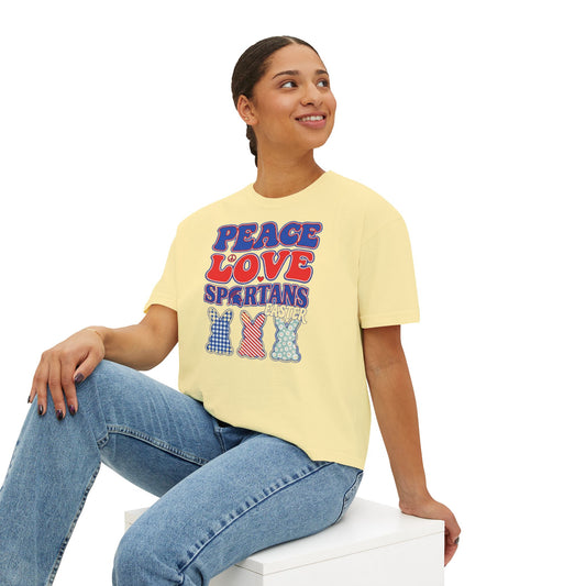 Peace Love Spartans Easter Comfort Colors Boxy Tee
