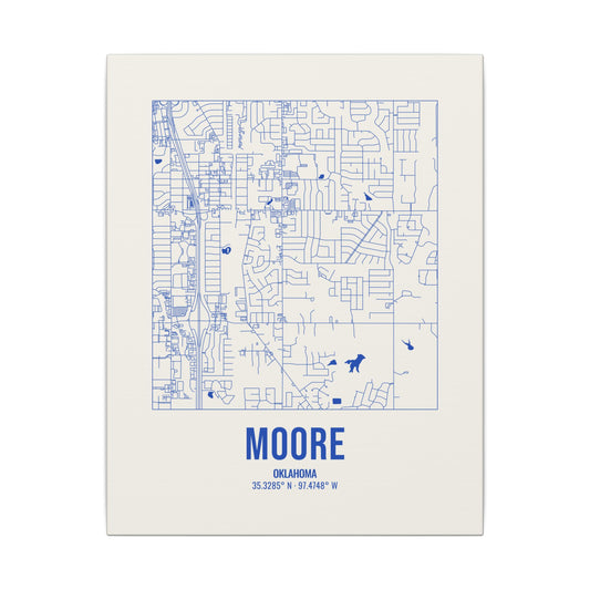 Moore Street Map Canvas, Royal Blue on Cream