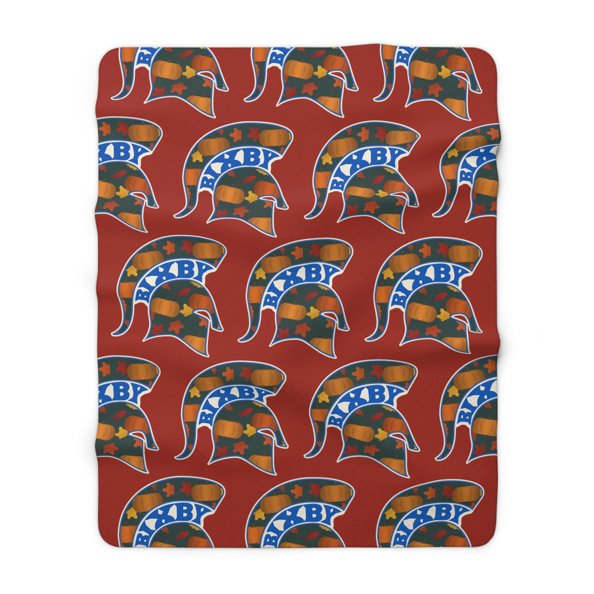 Pumpkin Patch Bixby Spartans Helmet Sherpa Fleece Blanket – Fall Throw