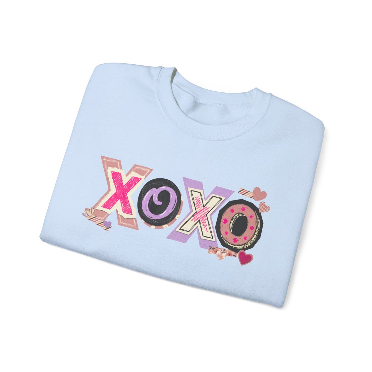 XOXO Heart Pattern Crewneck Sweatshirt | Valentine Love Pullover