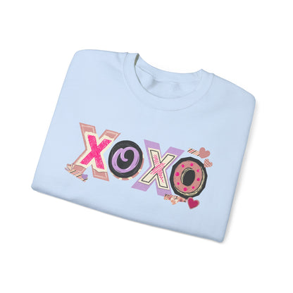 XOXO Heart Pattern Crewneck Sweatshirt | Valentine Love Pullover