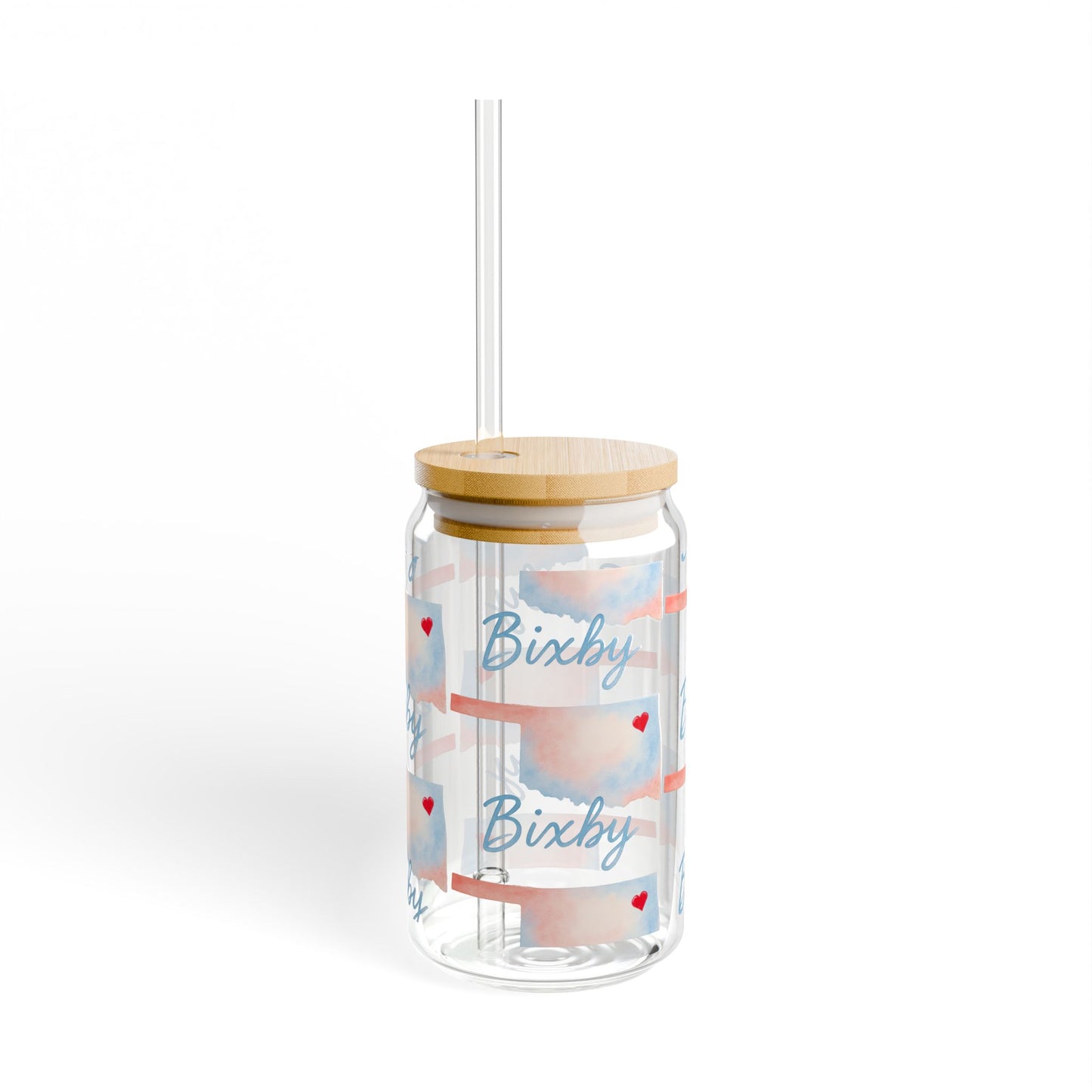 Bixby OK Watercolor 16 Ounce Sipper Glass