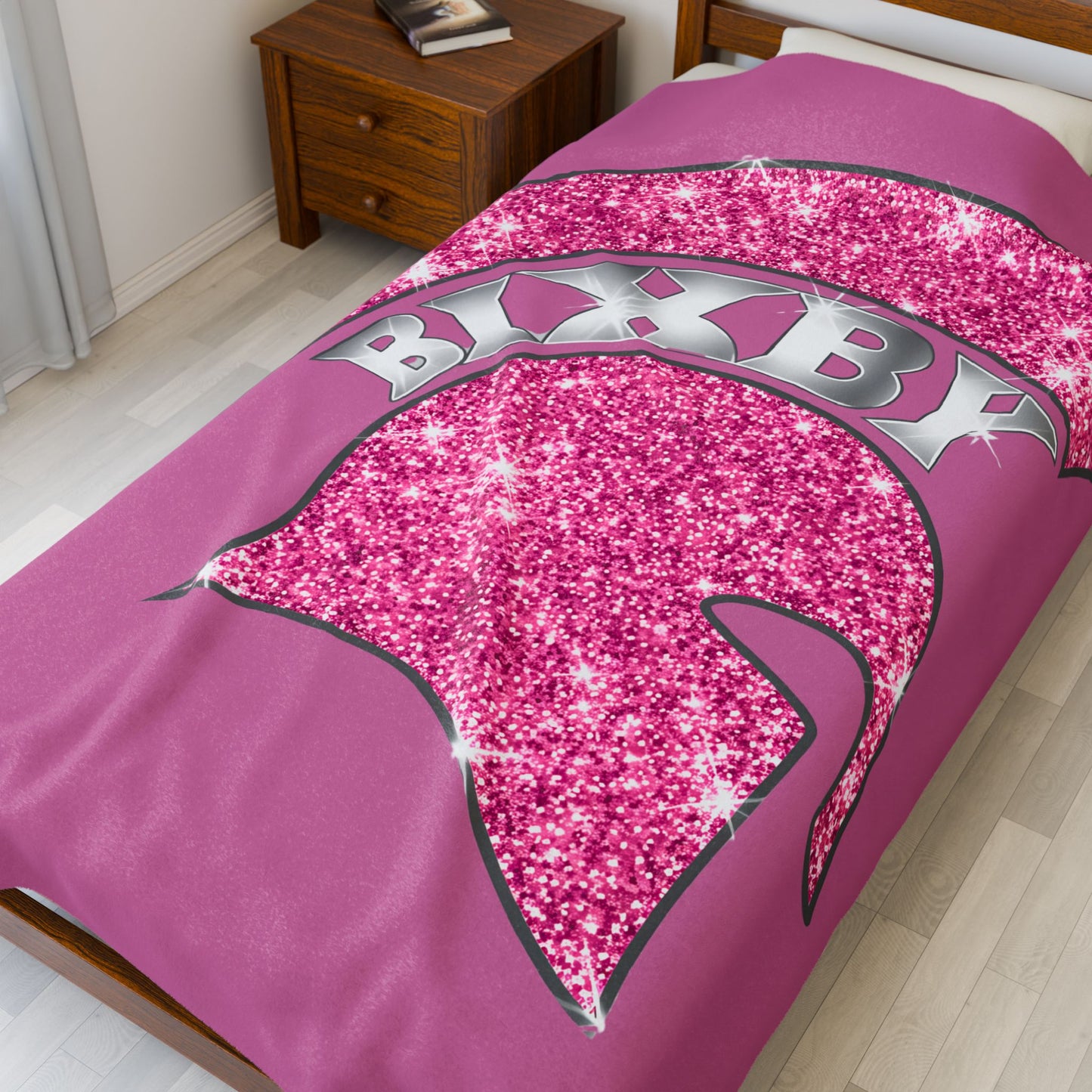 Spartan Pink Bling Logo Velveteen Plush Blanket