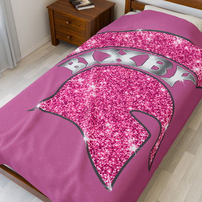 Spartan Pink Bling Logo Velveteen Plush Blanket