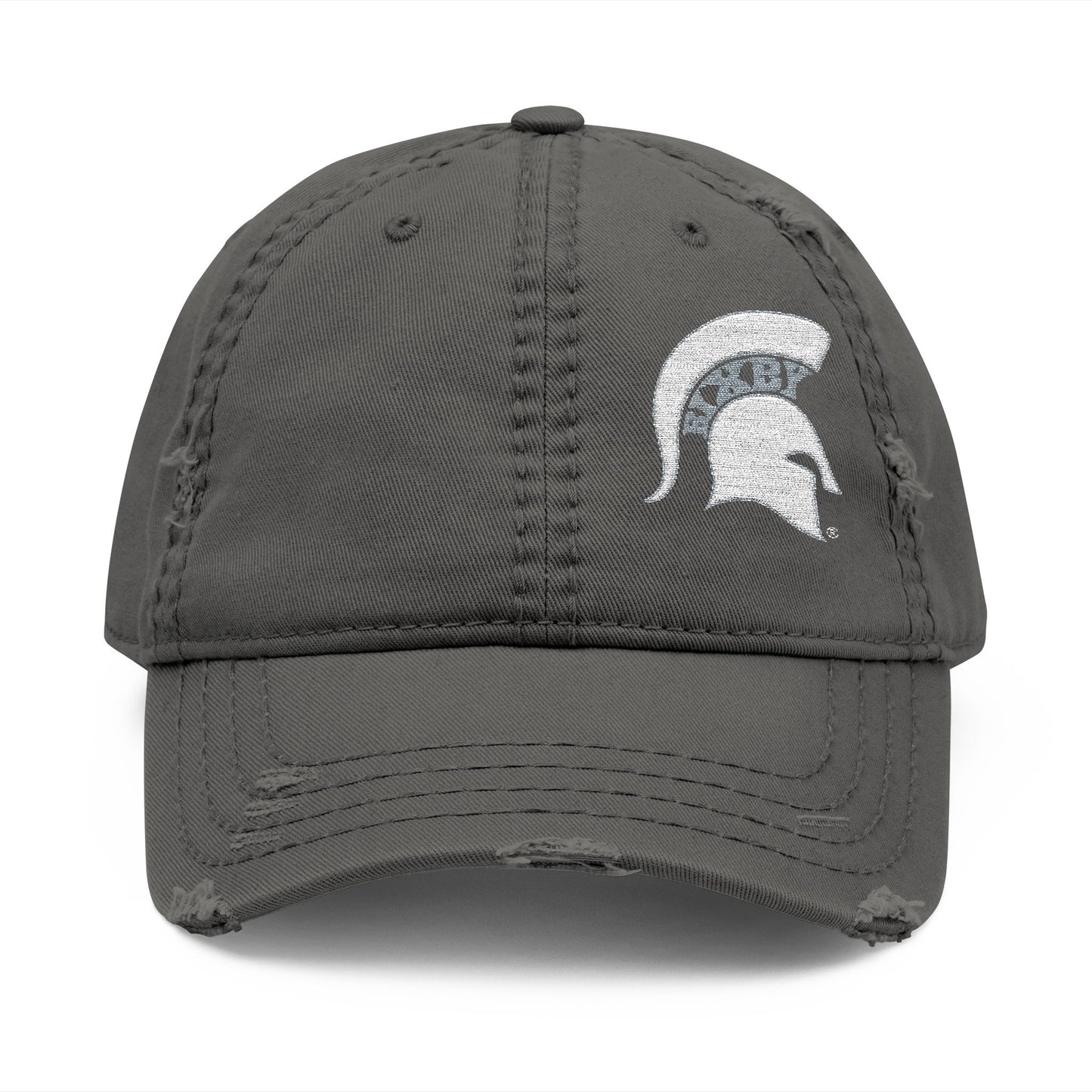 Embroidered Spartan Helmet Distressed Dad Hat