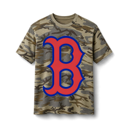 Bixby Spartans Camo Cotton With Bold Red 'B' Logo Tee
