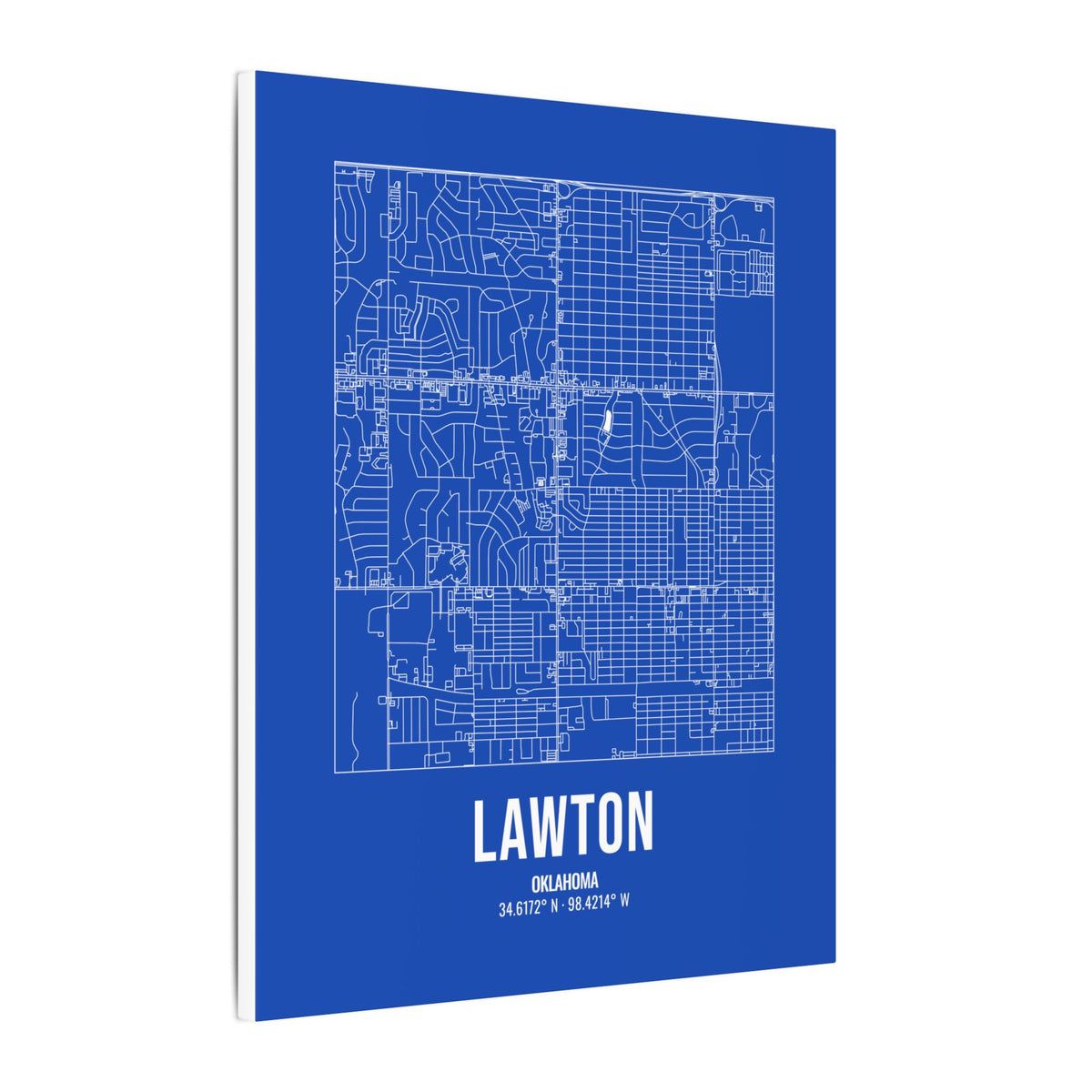Lawton Street Map Canvas, White on Royal Blue