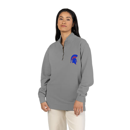 Bixby Spartans Blue Helmet Quarter-Zip Pullover Comfort Colors Tee