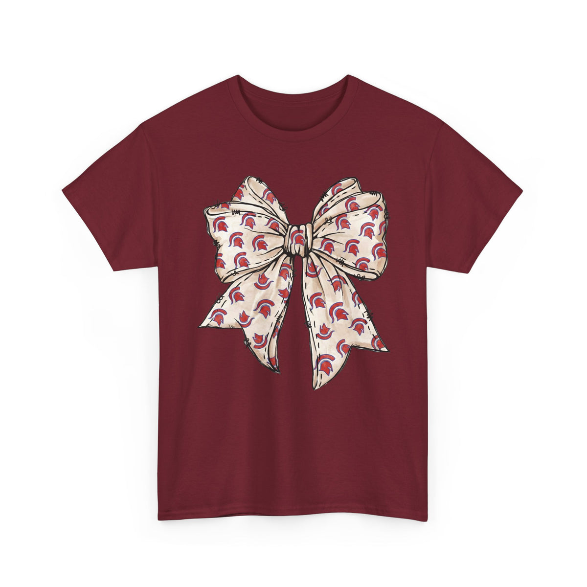Spartan Helmet Pattered Bow Gildan Tee