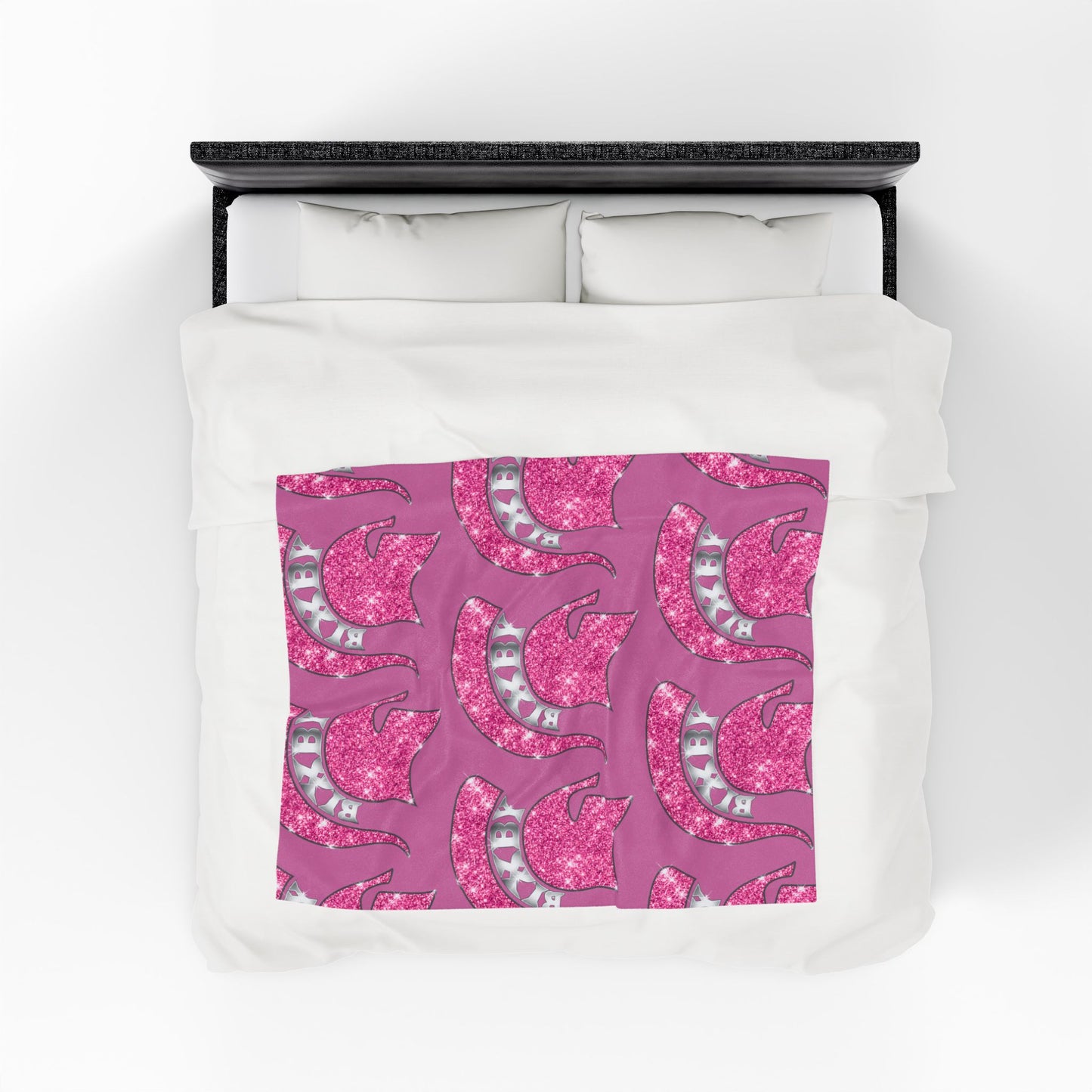 Spartan Pink Bling Logo Velveteen Plush Blanket
