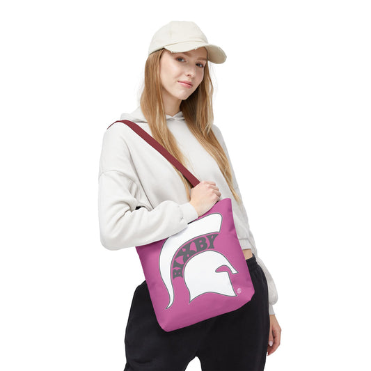 Bixby Spartans White Logo Pink Polyester Tote Bag