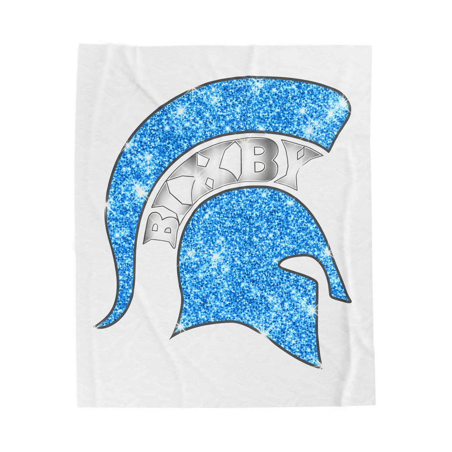 Spartan Blue Bling Logo Velveteen Plush Blanket