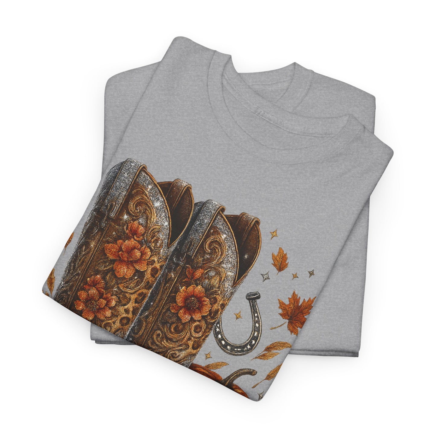 Fall Floral Bling Boots Country Gildan Tee