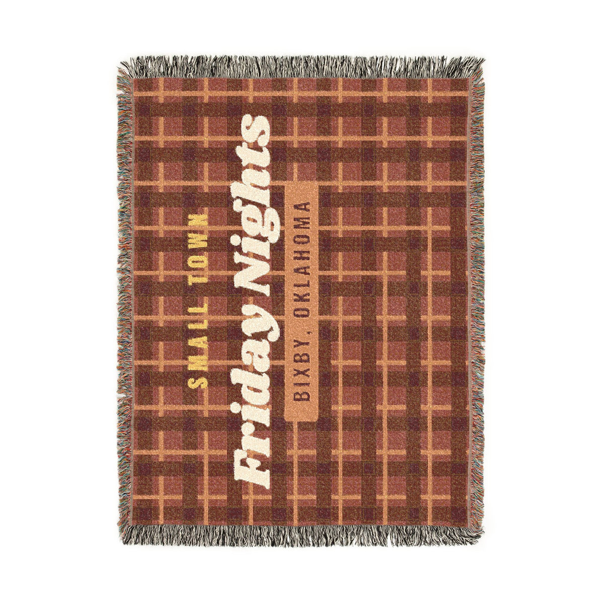 Small Town Friday Nights Plaid Woven Throw Blanket