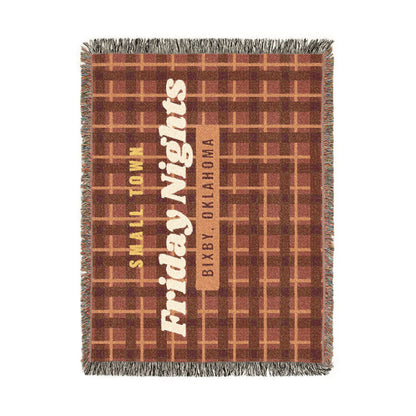 Small Town Friday Nights Plaid Woven Throw Blanket