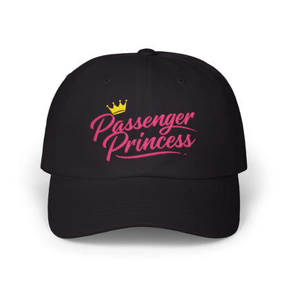Passenger Princess Dad Cap – Embroidered White Baseball Hat with Pink Script and Crown