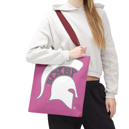 Bixby Spartans White Logo Pink Polyester Tote Bag