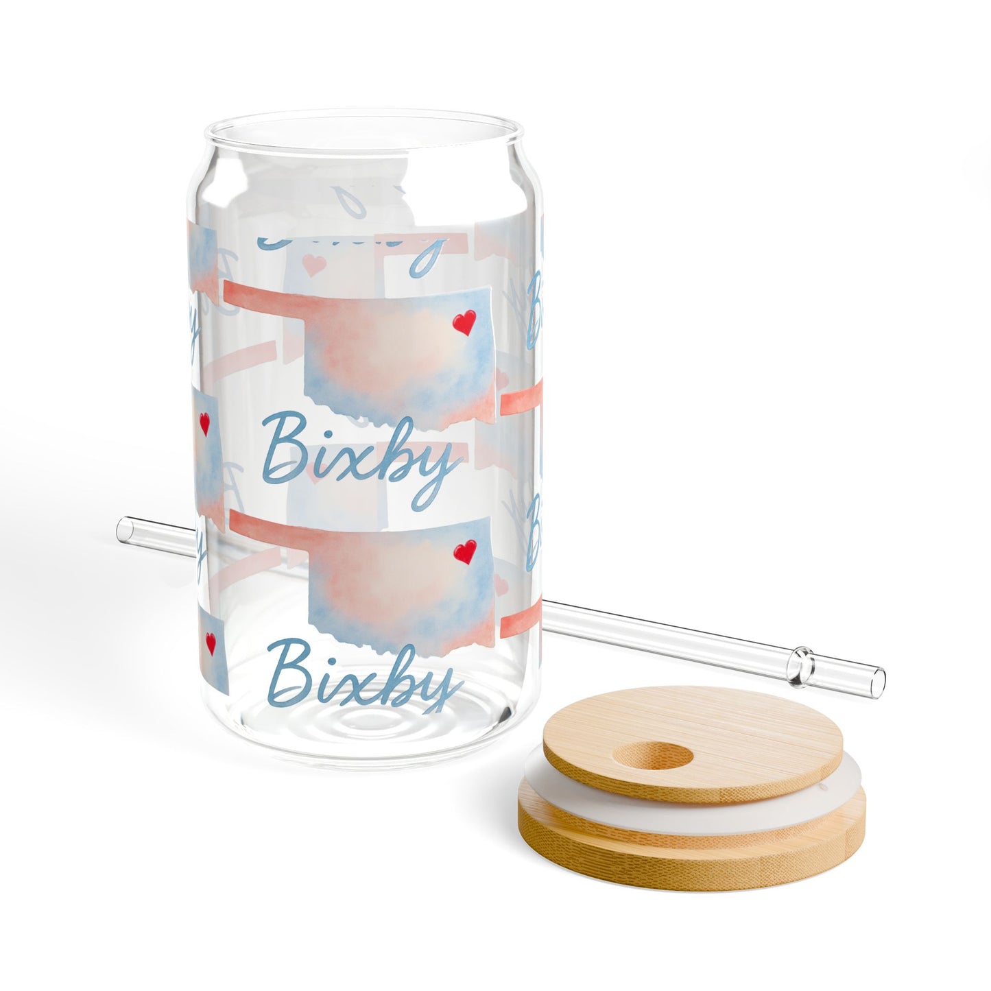 Bixby OK Watercolor 16 Ounce Sipper Glass